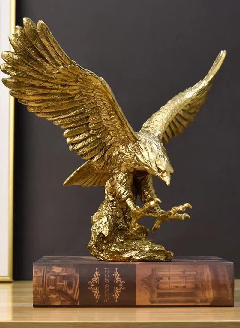 Raxoom Golden Eagle Resin Ornaments Statue, Golden Eagle Sculpture Modern Home Office Figurine Decor Desktop Decoration (Golden 1) - Image 1