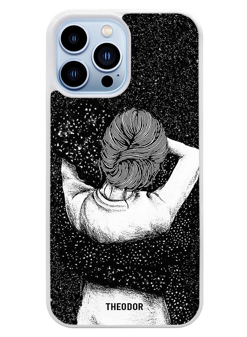 Theodor Protective Case Cover For APPLE IPHONE 14 Pro Night Imagination Of Girl (White Bumper) - Image 1