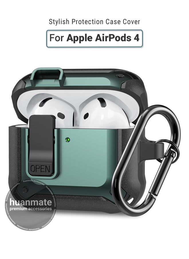 huanmate - Apple AirPods 4 Shockproof Protection Case Cover - Black/Green - Lightweight, Stylish Design, Accurate Cut-outs - Easy to Install & Remove - Durable Shield for Your Apple AirPods 4 - Image 1