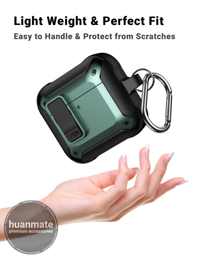huanmate - Apple AirPods 4 Shockproof Protection Case Cover - Black/Green - Lightweight, Stylish Design, Accurate Cut-outs - Easy to Install & Remove - Durable Shield for Your Apple AirPods 4 - Image 1