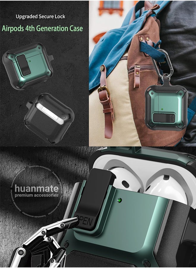 huanmate - Apple AirPods 4 Shockproof Protection Case Cover - Black/Green - Lightweight, Stylish Design, Accurate Cut-outs - Easy to Install & Remove - Durable Shield for Your Apple AirPods 4 - Image 1
