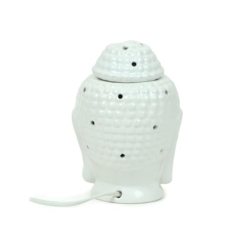 Mkd2 Rise Ceramic Electric Aroma Oil Diffuser Burner Lamp for Home Fragrance - Buddha Shape (5.5 Inch, White) - Image 5