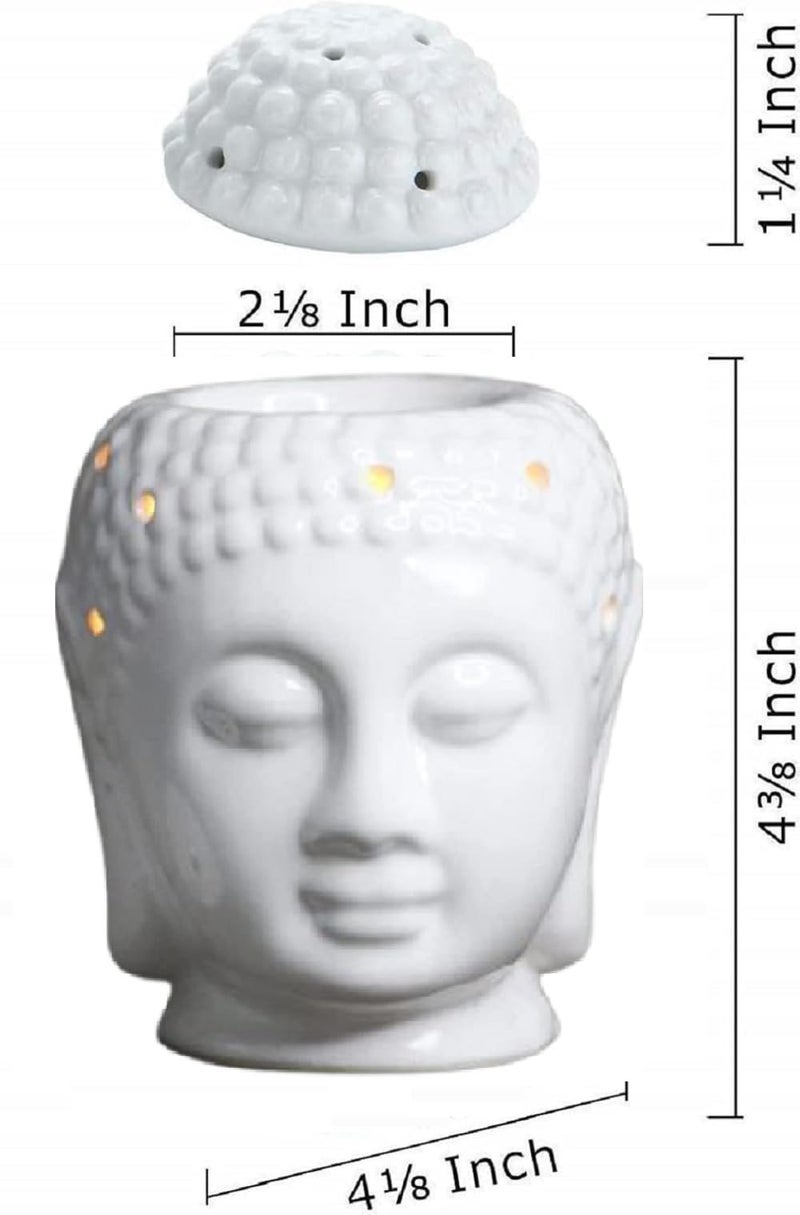 Mkd2 Rise Ceramic Electric Aroma Oil Diffuser Burner Lamp for Home Fragrance - Buddha Shape (5.5 Inch, White) - Image 4