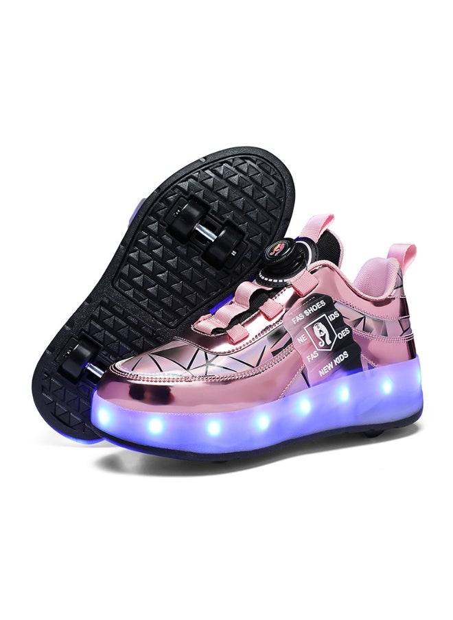 NIBEMINENT Kids Roller Skates Shoes 4 Wheels Roller Shoes Boys Girls Wheel Shoes Roller Sneakers Shoes for Beginner More Balanced  - Image 1