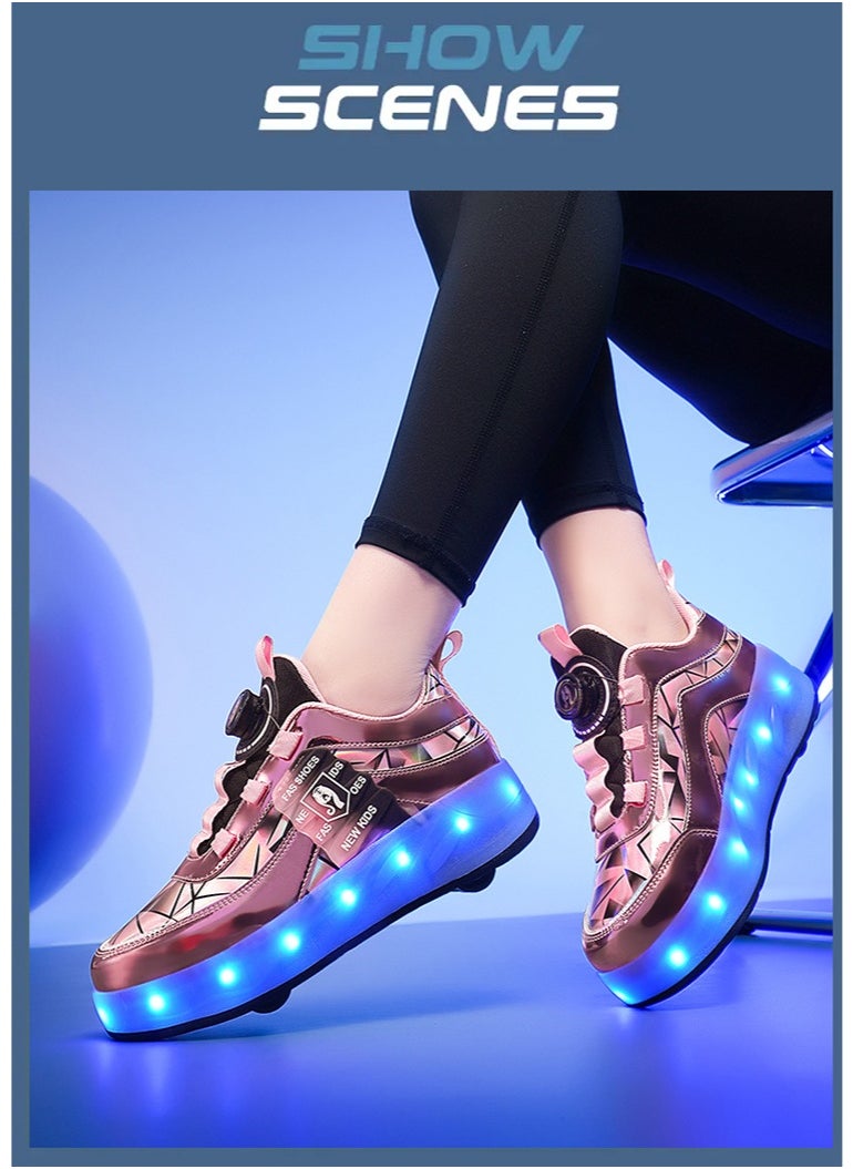 NIBEMINENT Kids Roller Skates Shoes 4 Wheels Roller Shoes Boys Girls Wheel Shoes Roller Sneakers Shoes for Beginner More Balanced  - Image 2