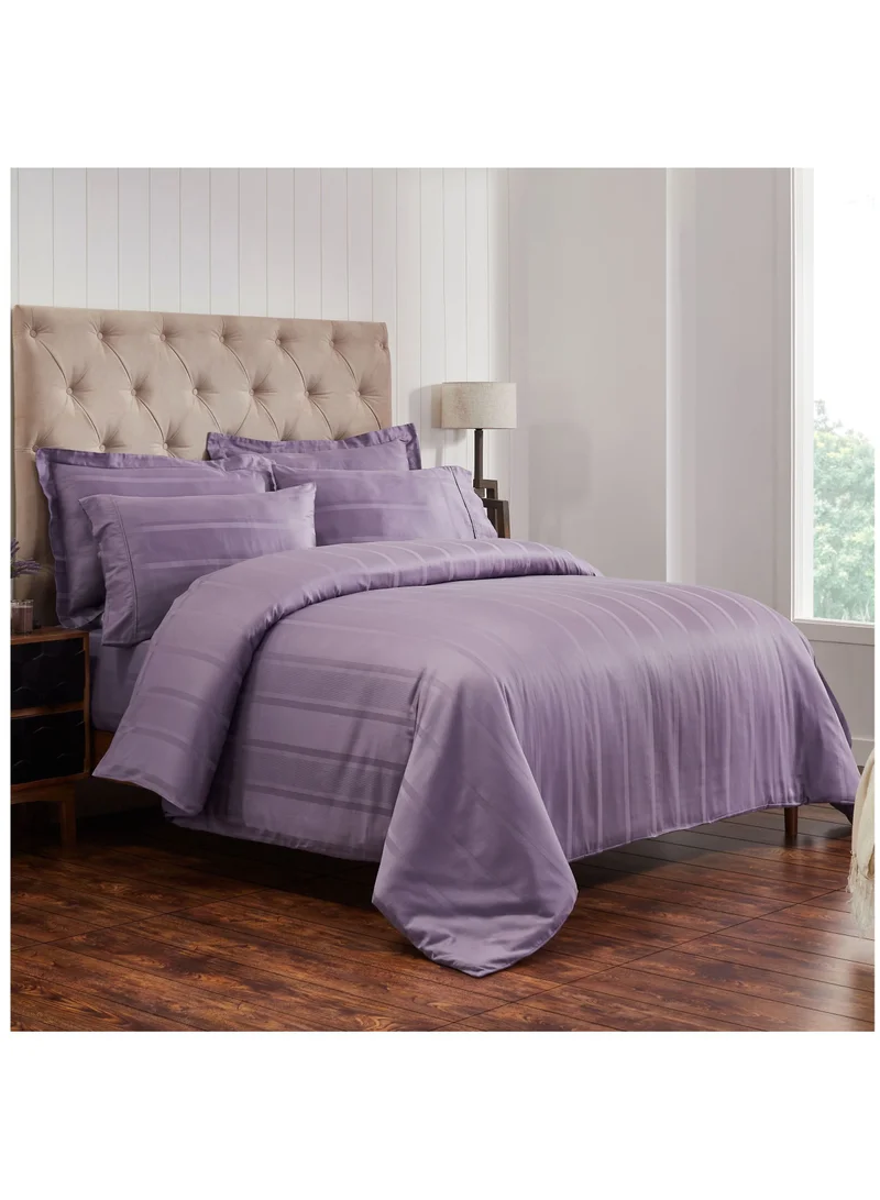 Donetella Cotton Duvet Cover Set 6-Pcs King Size Reversible Printed Comforter Covers With Hidden Zipper Closure And Corner Holders(Without Duvet Filler/Insert),Purple