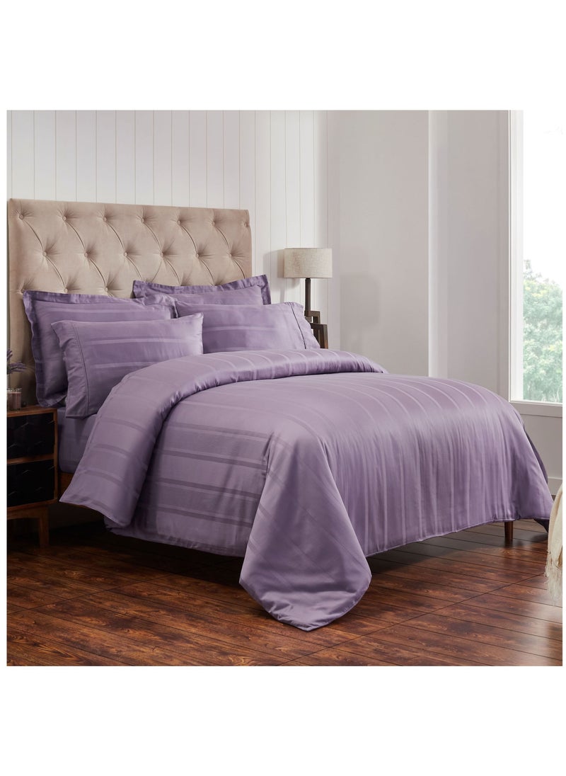 Donetella Cotton Duvet Cover Set 6-Pcs Double Size Reversible Printed Comforter Covers With Hidden Zipper Closure And Corner Holders(Without Duvet Filler/Insert),Purple  - Image 1