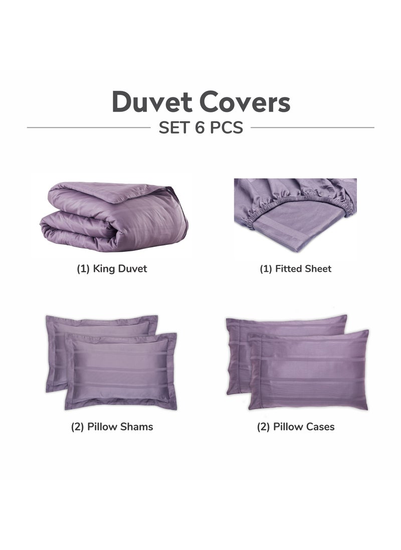 Donetella Cotton Duvet Cover Set 6-Pcs Double Size Reversible Printed Comforter Covers With Hidden Zipper Closure And Corner Holders(Without Duvet Filler/Insert),Purple  - Image 5