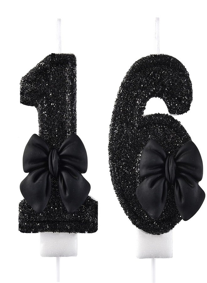 AOOLADA 16 & 61 Birthday Candle, 16th & 61st Cake Candles, Number 16 & 61 Birthday Candles for Cake Topper Decoration, Black - Image 1