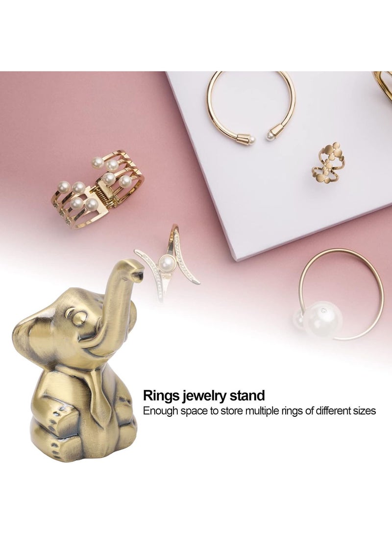GGOOT Ring Holder for Jewelry,Elephant Ring Holder Jewelry Earring Bracelet Necklace Display Organizer Elephant Statue Trinkets Tray Necklace Earrings Rings Stand - Image 2