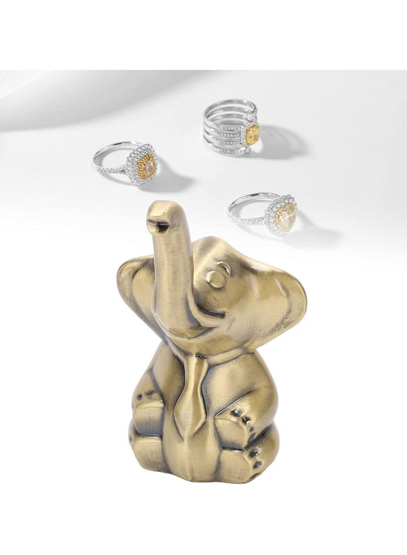GGOOT Ring Holder for Jewelry,Elephant Ring Holder Jewelry Earring Bracelet Necklace Display Organizer Elephant Statue Trinkets Tray Necklace Earrings Rings Stand - Image 5