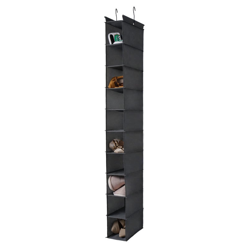 MAX Houser 10Shelf Hanging Shoe Shelf Organizer Hanging Shoe Storage for Closet Grey