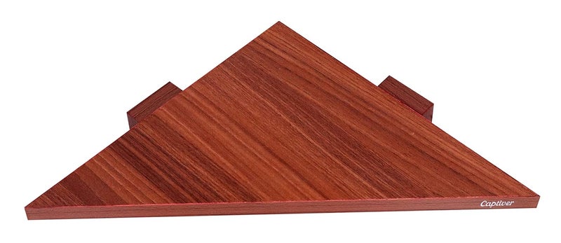 Captiver Delta Engineered Wood Wall Mounted Corner Wall Shelf Unit Tier 4 Teak Book Living Room Decor Bedroom Kitchen Floating Rack Bathroom Storage - Image 4