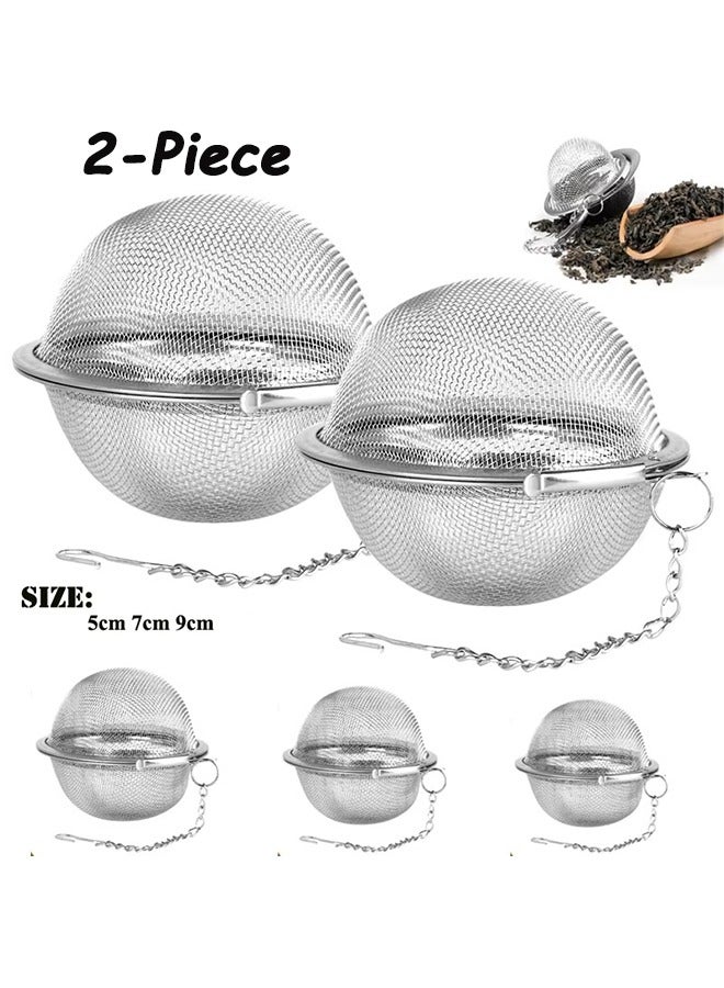 2Pcs Stainless Steel Tea Infuser Balls – 3 Sizes Mesh Strainer for Loose Leaf Tea & Spices – 5cm, 7cm, 9cm  - Image 1