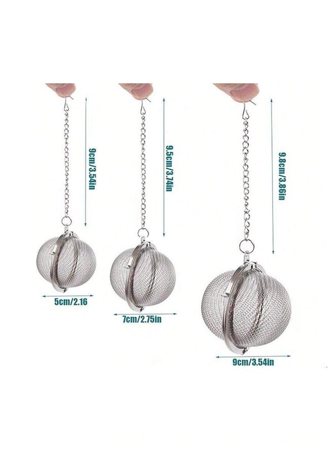 2Pcs Stainless Steel Tea Infuser Balls – 3 Sizes Mesh Strainer for Loose Leaf Tea & Spices – 5cm, 7cm, 9cm  - Image 2