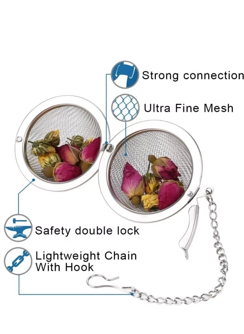 2Pcs Stainless Steel Tea Infuser Balls – 3 Sizes Mesh Strainer for Loose Leaf Tea & Spices – 5cm, 7cm, 9cm  - Image 3