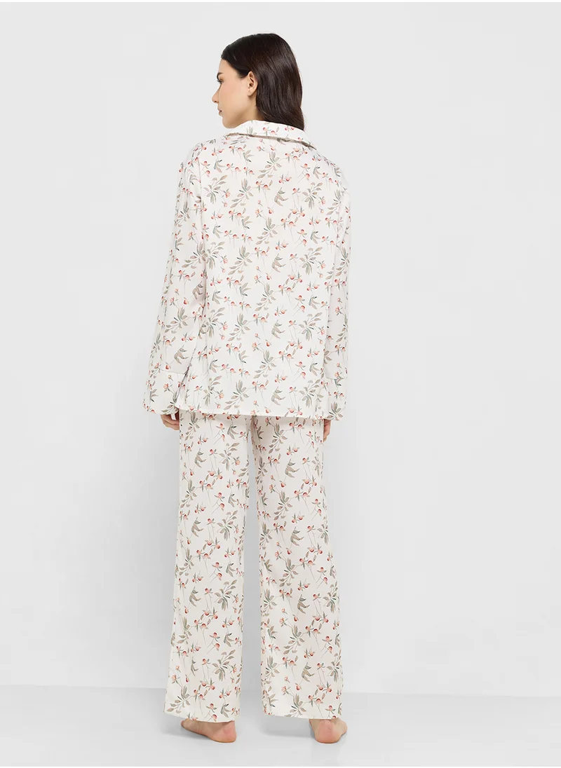 Ginger Floral Button Down Shirt & Pyjama Set