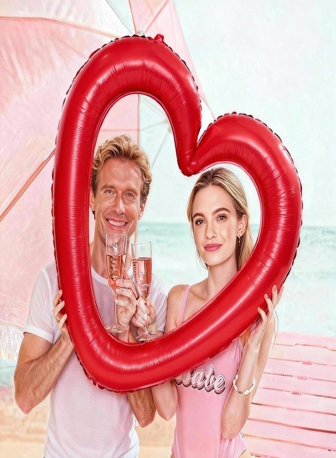 Vibzox Red Heart Balloons,3Pcs 40Inch Large Hollow Out Heart Foil Balloon for Valentine's Day Birthday Wedding Engagement Bridal Showers Anniversary Party Decorations - Image 3