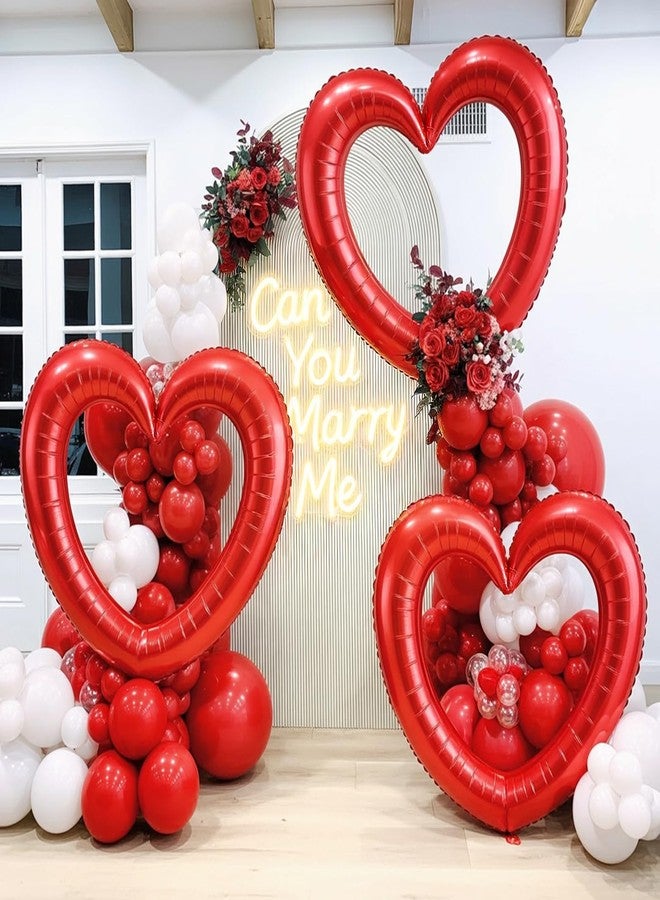 Vibzox Red Heart Balloons,3Pcs 40Inch Large Hollow Out Heart Foil Balloon for Valentine's Day Birthday Wedding Engagement Bridal Showers Anniversary Party Decorations - Image 5