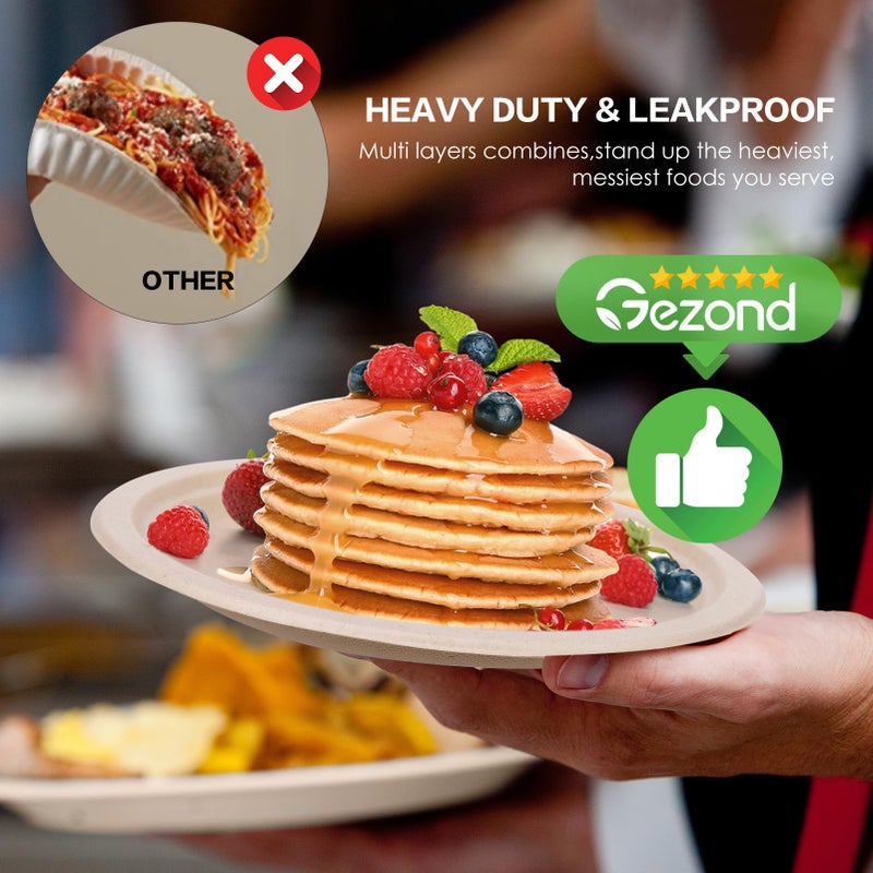 Gezond Compostable Small Paper Plates 6 Inch 125 Pack Dessert Plates Disposable Heavy-duty Made of Sugarcane Fiber - Image 5