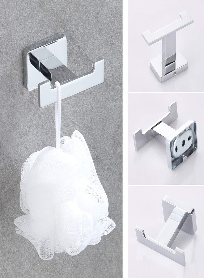 GERUIKE 4 Piece Bathroom Hardware Accessories Set,Chrome Stainless Steel Towel Bar Sets Wall Mounted - Includes 16" Towel Bar, Square Towel Ring, Toilet Paper Holder, Robe Towel Hook - Image 5