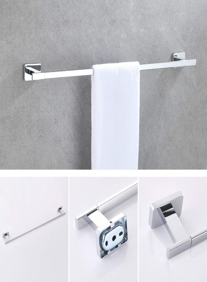 GERUIKE 4 Piece Bathroom Hardware Accessories Set,Chrome Stainless Steel Towel Bar Sets Wall Mounted - Includes 16" Towel Bar, Square Towel Ring, Toilet Paper Holder, Robe Towel Hook - Image 3