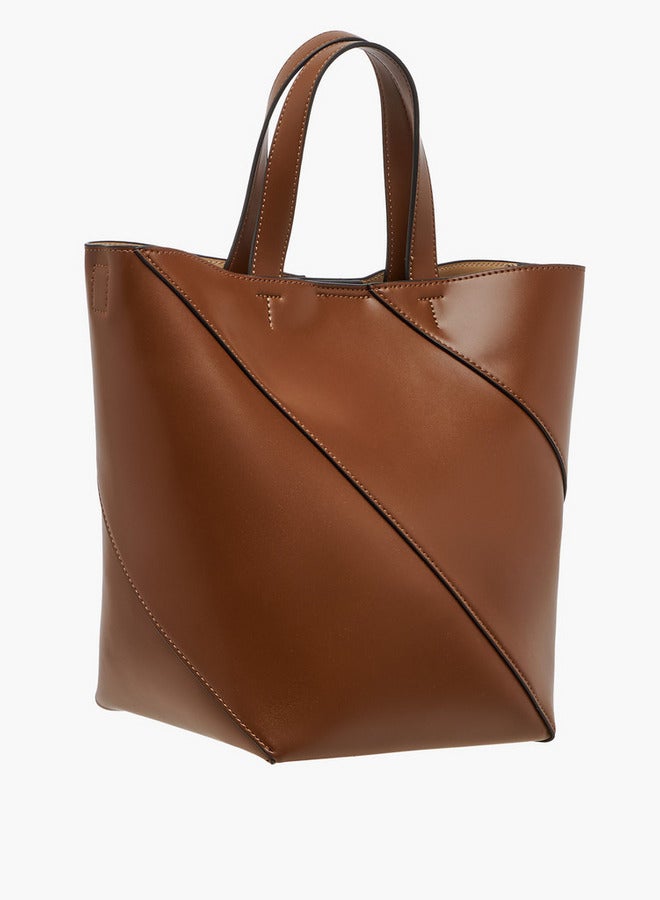 Celeste Panelled Tote Bag with Double Handle and Pouch  - Image 4