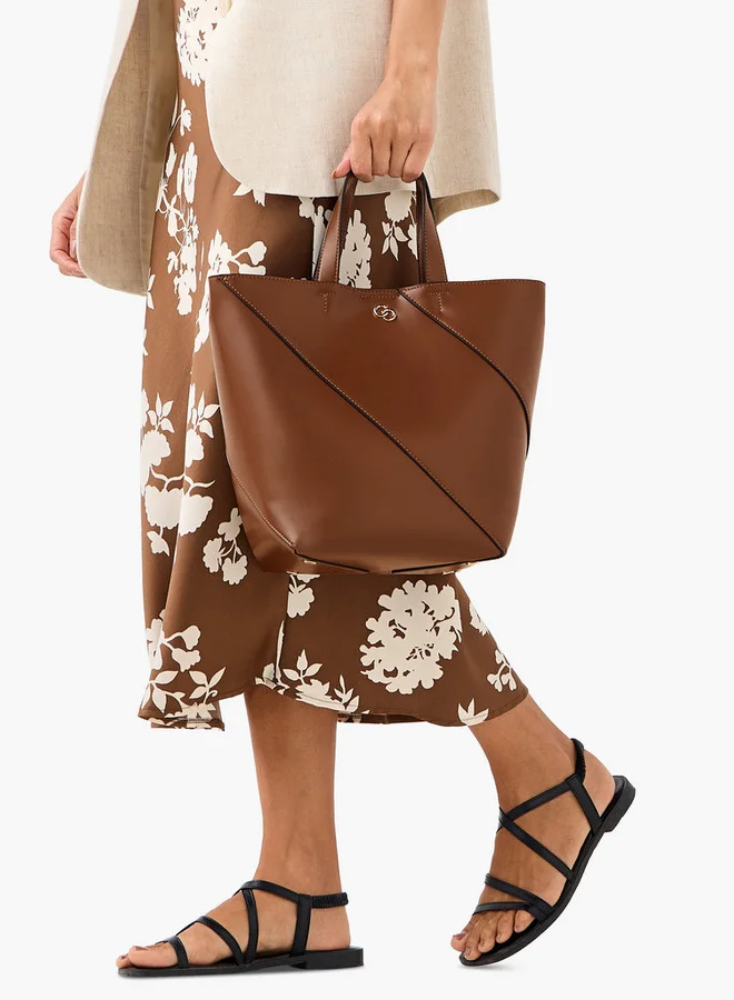 Celeste Panelled Tote Bag with Double Handle and Pouch