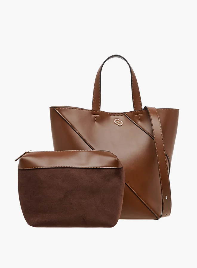 Celeste Panelled Tote Bag with Double Handle and Pouch