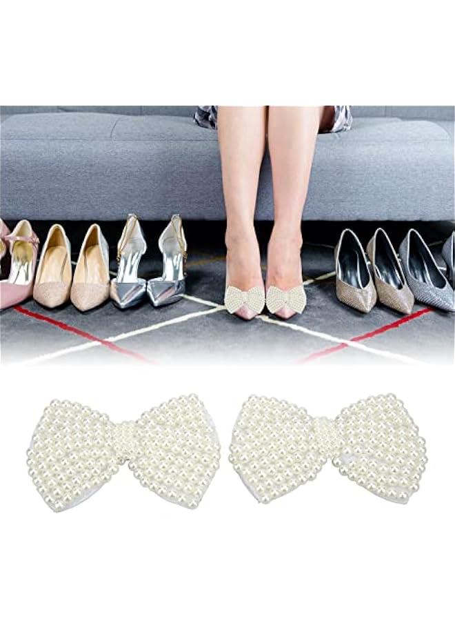 Generic 2Pcs Pearl Shoe Flower, Pearl Rhinestone ons Rhinestone Faux Pearl Embellishments Pearl Brooch Shining Appearance for Boots Sandals(Pearl Bow) - Image 3