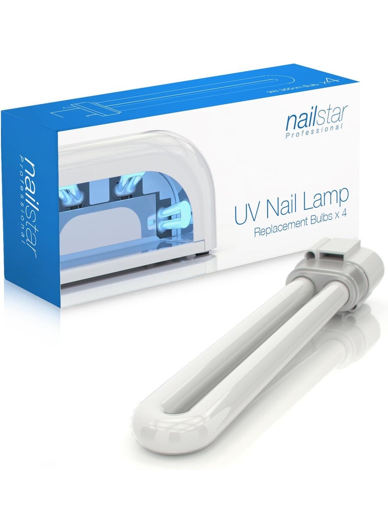 NailStar Replacement 9W U-Shaped 365nm Bulbs UV Nail Lamp Dryer - 4 Pack 