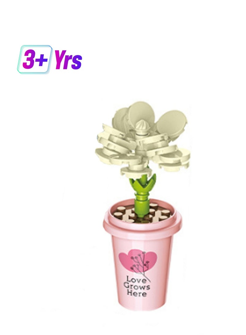 Jasmine Milk Tea Cup Potted Bouquet Model Set Building Blocks Creative Diy Collection Building Assembly Toys Children Adult Home Decoration  - Image 1
