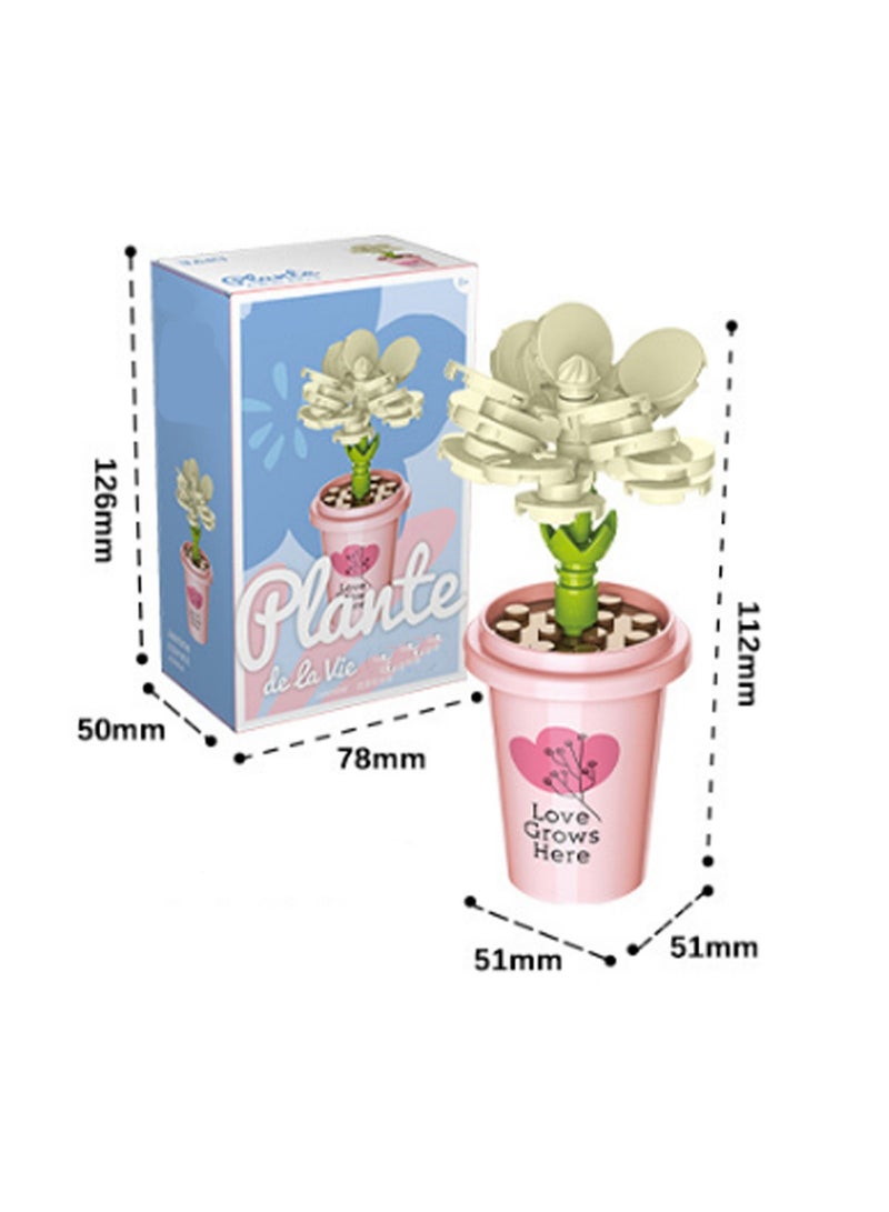 Jasmine Milk Tea Cup Potted Bouquet Model Set Building Blocks Creative Diy Collection Building Assembly Toys Children Adult Home Decoration  - Image 2