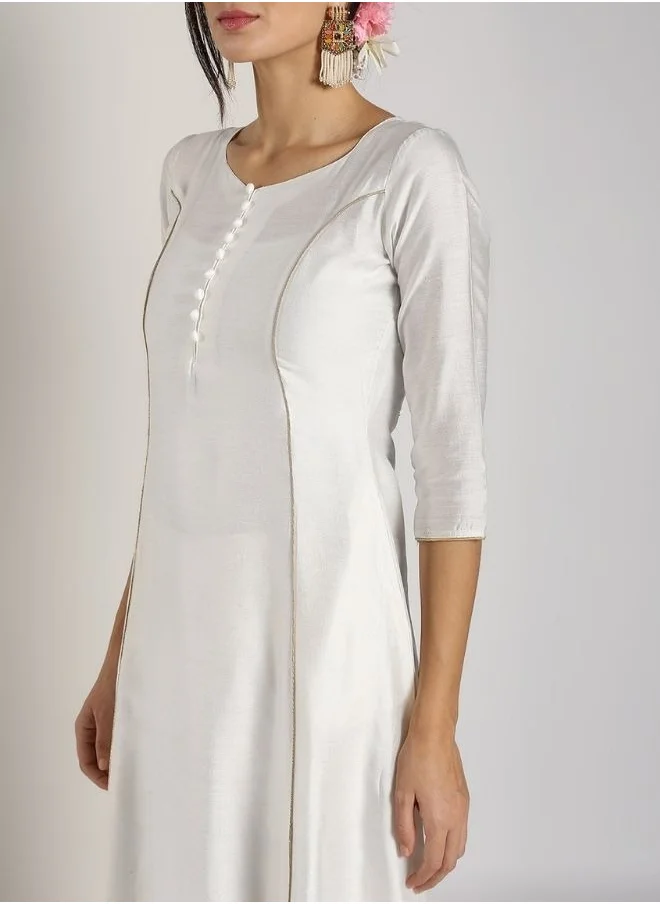 Abhishti White Banarasi kalidar Kurta