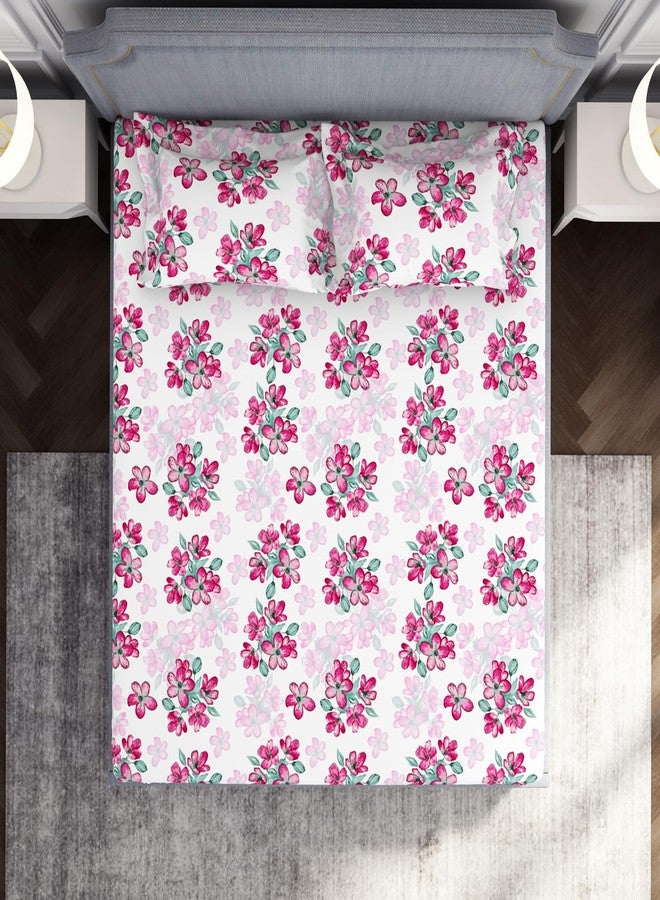 Welspun Microfiber Double Bedsheet (220 Cm X 240 Cm / 43 Cm X 68 Cm) | 105 Tc Sateen Floral Bedsheet & Pillow Covers Set (Lucent White)- Adore - Image 3