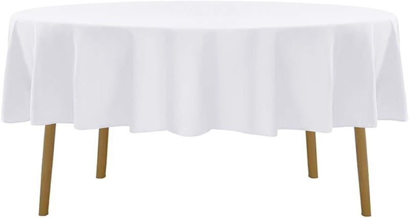 Cupuamon 70 inch Round Tablecloth Washable Polyester Table Cloth Decorative Table Cover for Wedding Party Dining Banquet（70 inch,White） - Image 2