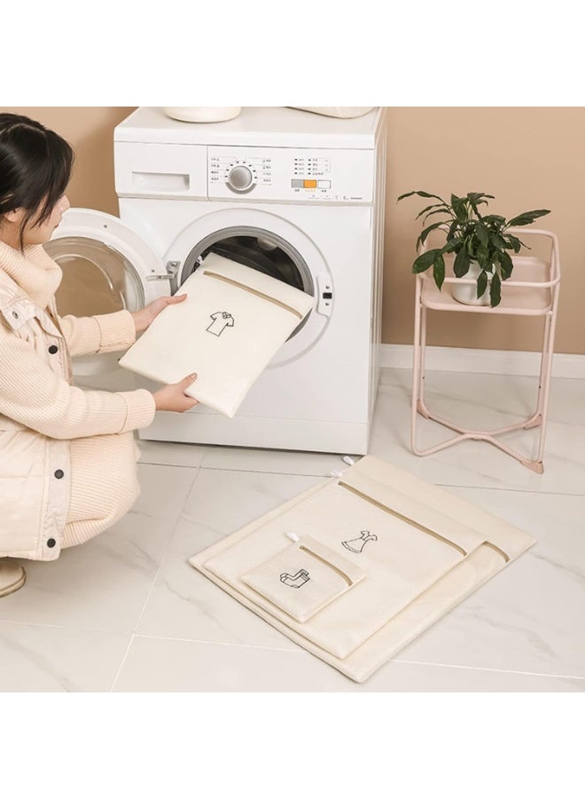 Home Care Mesh Laundry Bags, 6 Pcs Reusable Double Layer Thickened Washing Bags, Durable Wash Bags for Machine Use, Ideal for Tops, Skirts, Trousers, Socks, Underwear, Bras, Beige  - Image 3