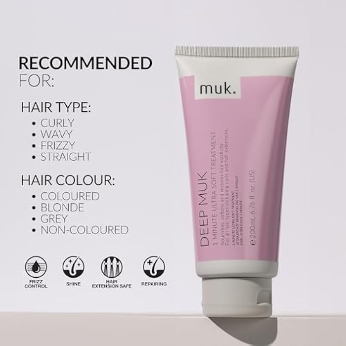 MUK. Deep muk Ultra Soft 1 minute hair treatment for All Types - Hair Treatment Nourishes, Softens, Hair Repair & Improves Elasticity. Hydrating Smoothing Formula for Shine, 200ml - Image 5