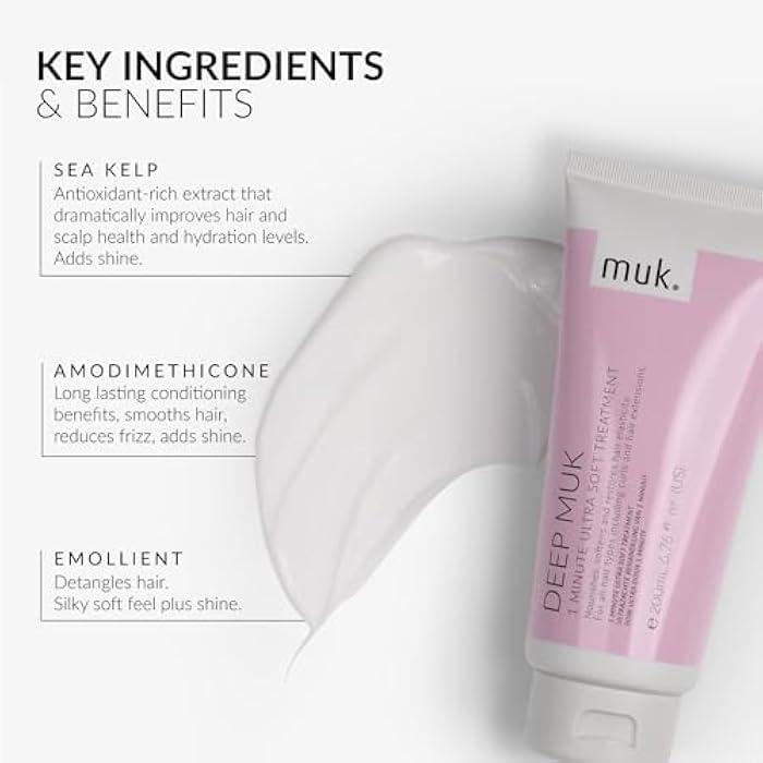 MUK. Deep muk Ultra Soft 1 minute hair treatment for All Types - Hair Treatment Nourishes, Softens, Hair Repair & Improves Elasticity. Hydrating Smoothing Formula for Shine, 200ml - Image 4