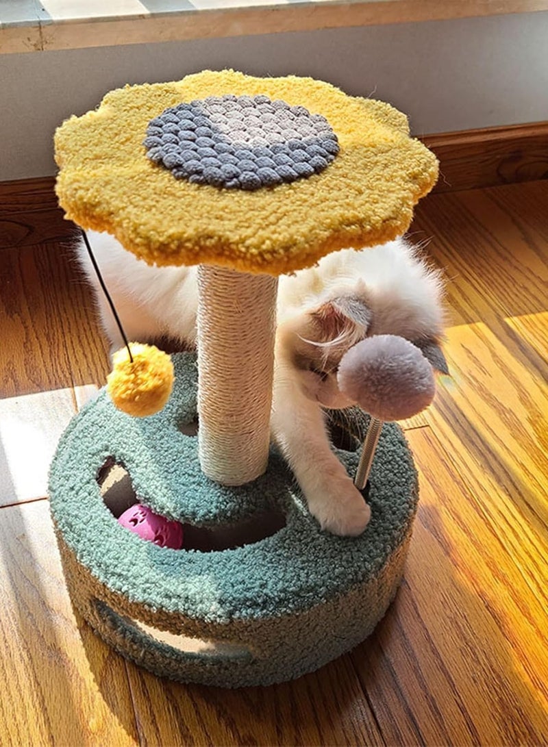 Generic Multifunctional Flower Cat Tree with Sisal Scratching Post, Hanging Toys (Spring Ball & Ring Bell), Indoor Cat Furniture, Durable and Engaging Cat Play Tree for Scratching, Climbing, and Resting  - Image 1