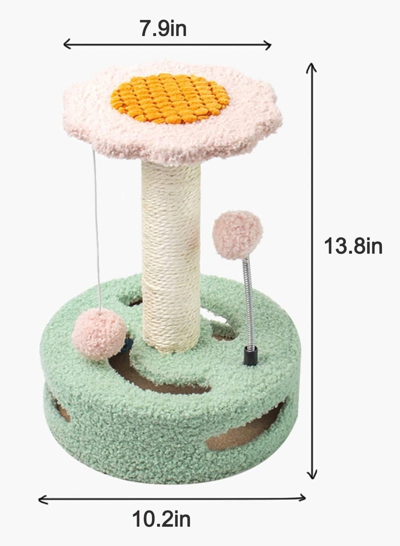 Generic Multifunctional Flower Cat Tree with Sisal Scratching Post, Hanging Toys (Spring Ball & Ring Bell), Indoor Cat Furniture, Durable and Engaging Cat Play Tree for Scratching, Climbing, and Resting  - Image 3