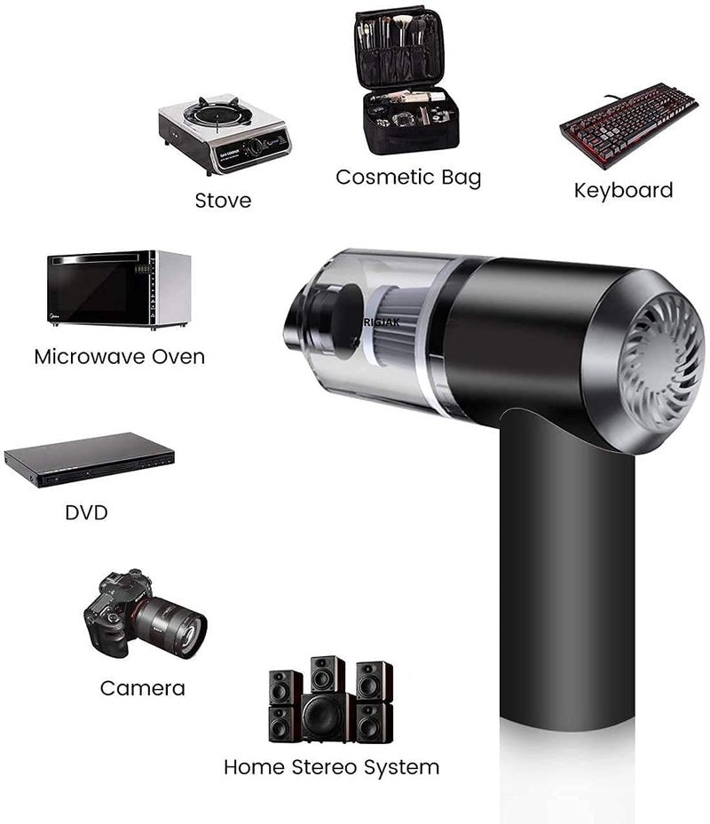 PM Enterprises مكنسة كهربائية محمولة 2 في 1 من ريفين إنتربرايز 120 واط لاسلكية قابلة للشحن عبر USB مع منفاخ هواء يدوي قوي - Image 5