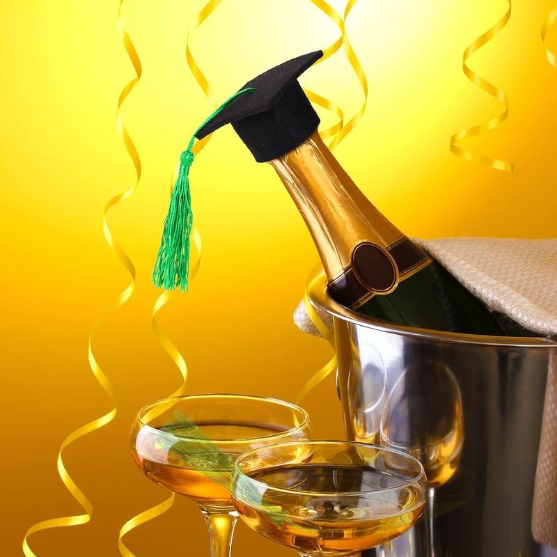 meekoo 12 Pieces Mini Graduation Cap Mini Graduation Hats with Tassel Small Black Grad Cap Bottle Topper for Party Supply - Image 4
