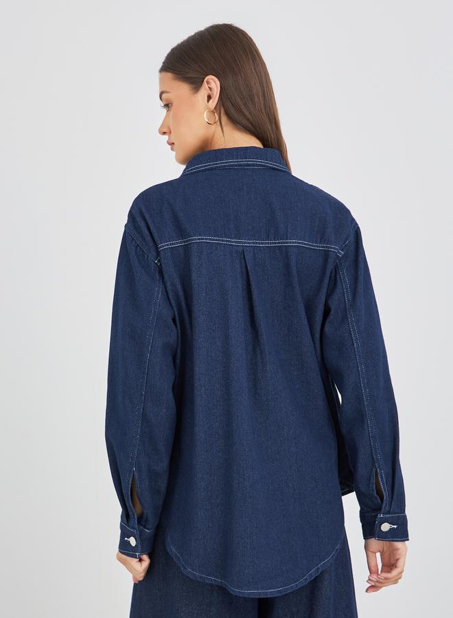 Styli Solid Buttoned Spread Collar Shirt - Image 5