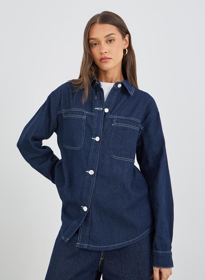 Styli Solid Buttoned Spread Collar Shirt - Image 3