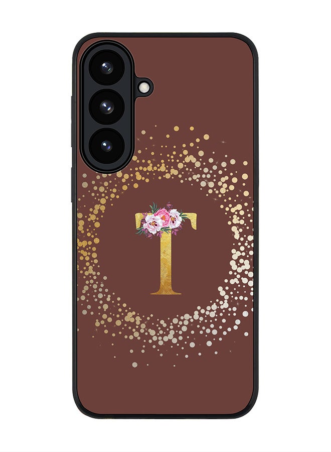 Stylizedd For Samsung Galaxy S26 Case,Slim fit Camera Protection, Shockproof Thin Phone cover  - Custom Monogram Floral - T  (Brown ) - Image 1