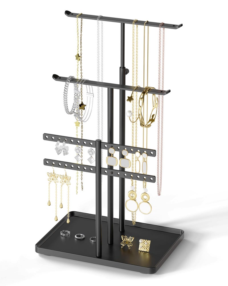 susswiff Jewelry Holder Organizer Stand Adjustable Jewelry Tree 175 Height Max Jewlery Hanger for Necklaces Bracelets Earrings Aesthetic for Storage and Display Metal Black - Image 2