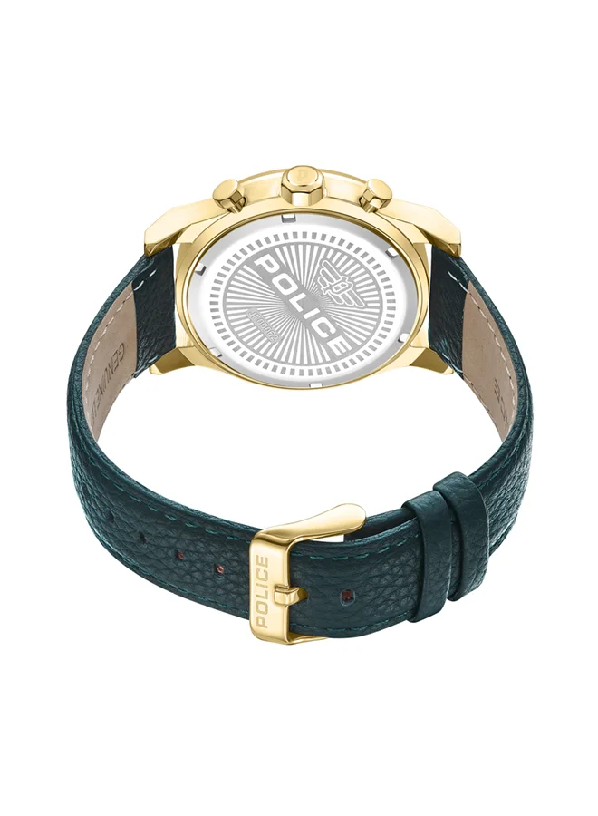 POLICE POLICE - Polysh Watch For Men Green Dial Green Leather Strap