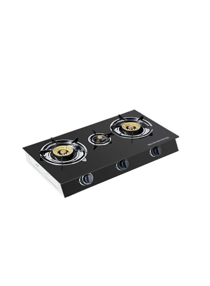 Glass body table top gas stove,3 burner gas cooker, household gas burner  - Image 2