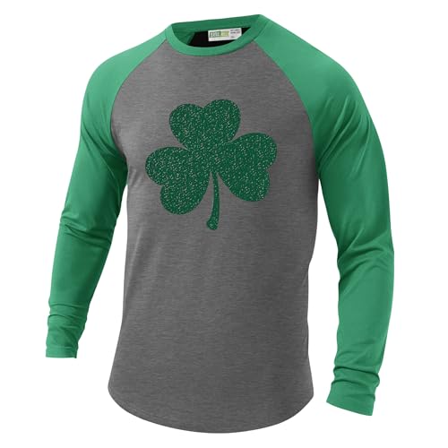 Arvilhill Mens Saint Patrick T Shirt Lucky Patricks Long Sleeve Print Tee Paddys 3 Leaf Shirts Ireland Festival Tshirt L - Image 1